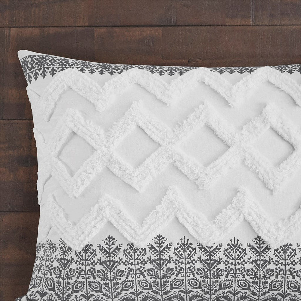 3 Piece Cotton Comforter Set with Chenille Tufting Gray King/Cal King Media 6