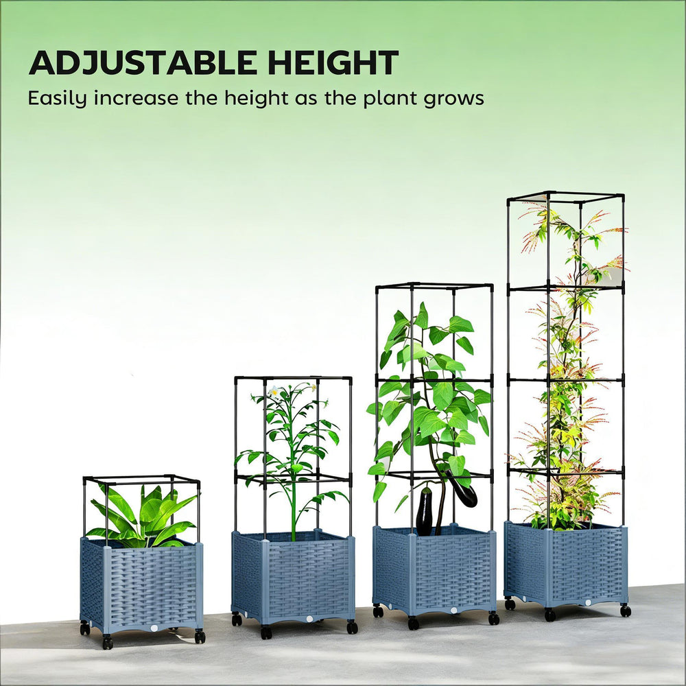 Mobile Raised Garden Bed,Adjustable Height Trellis Plant Cage Media 4