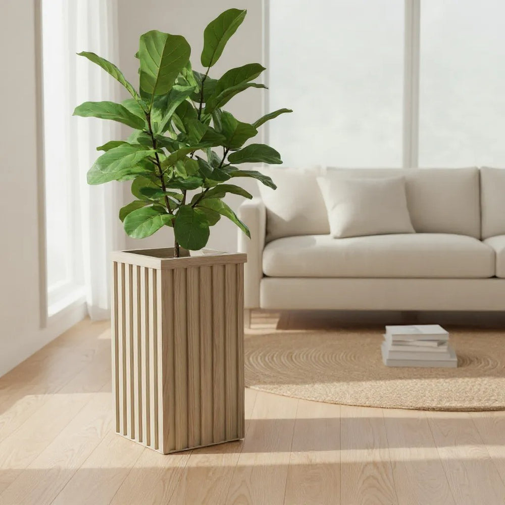 Square Grove Column Planter - Ash Brown Media 2