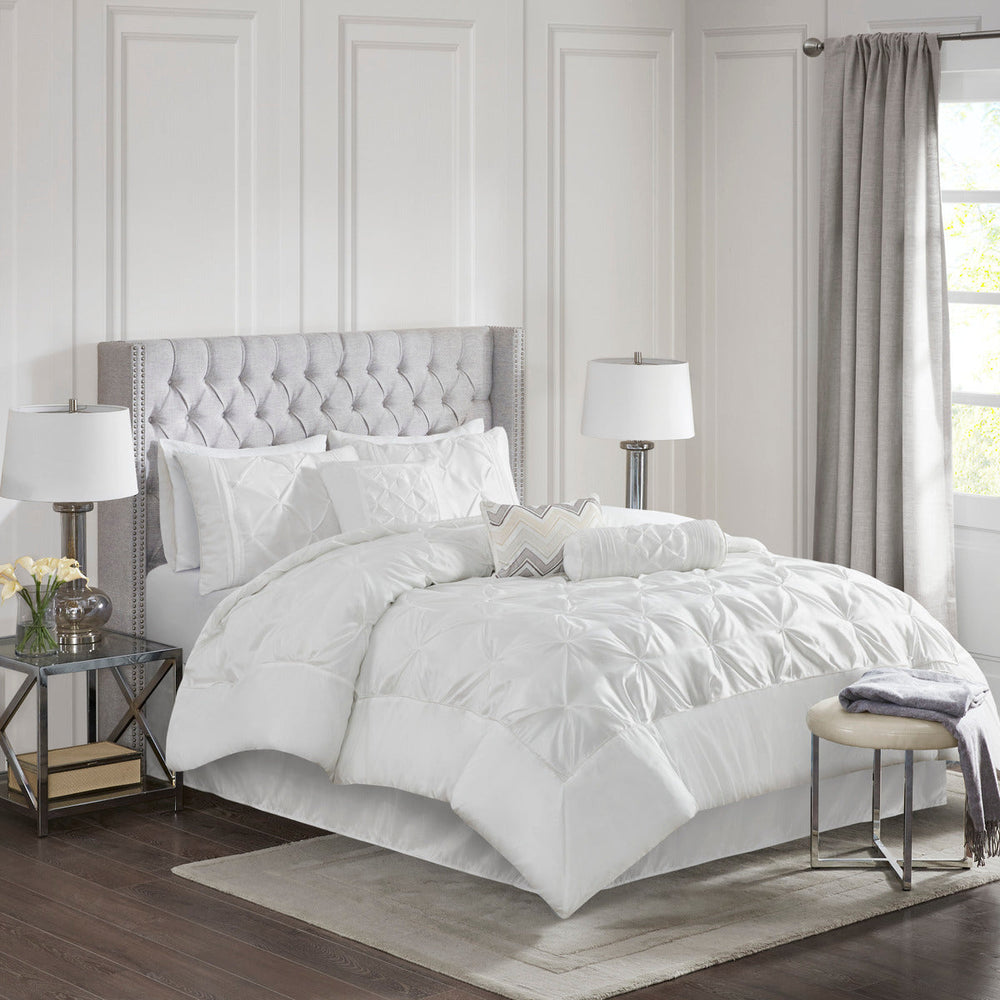 7 Piece Tufted Comforter Set White Full Media 1