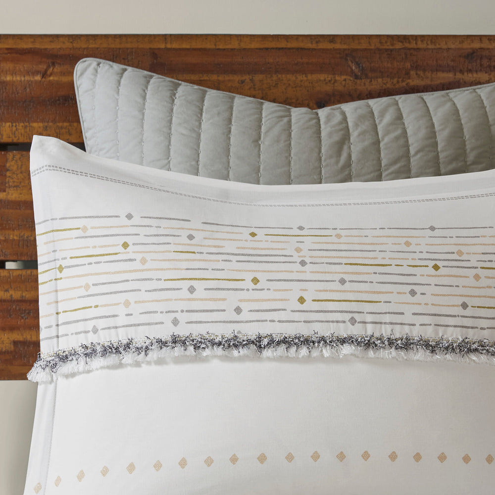 Full/Queen Cotton Printed Duvet Cover Set with Trims Media 4
