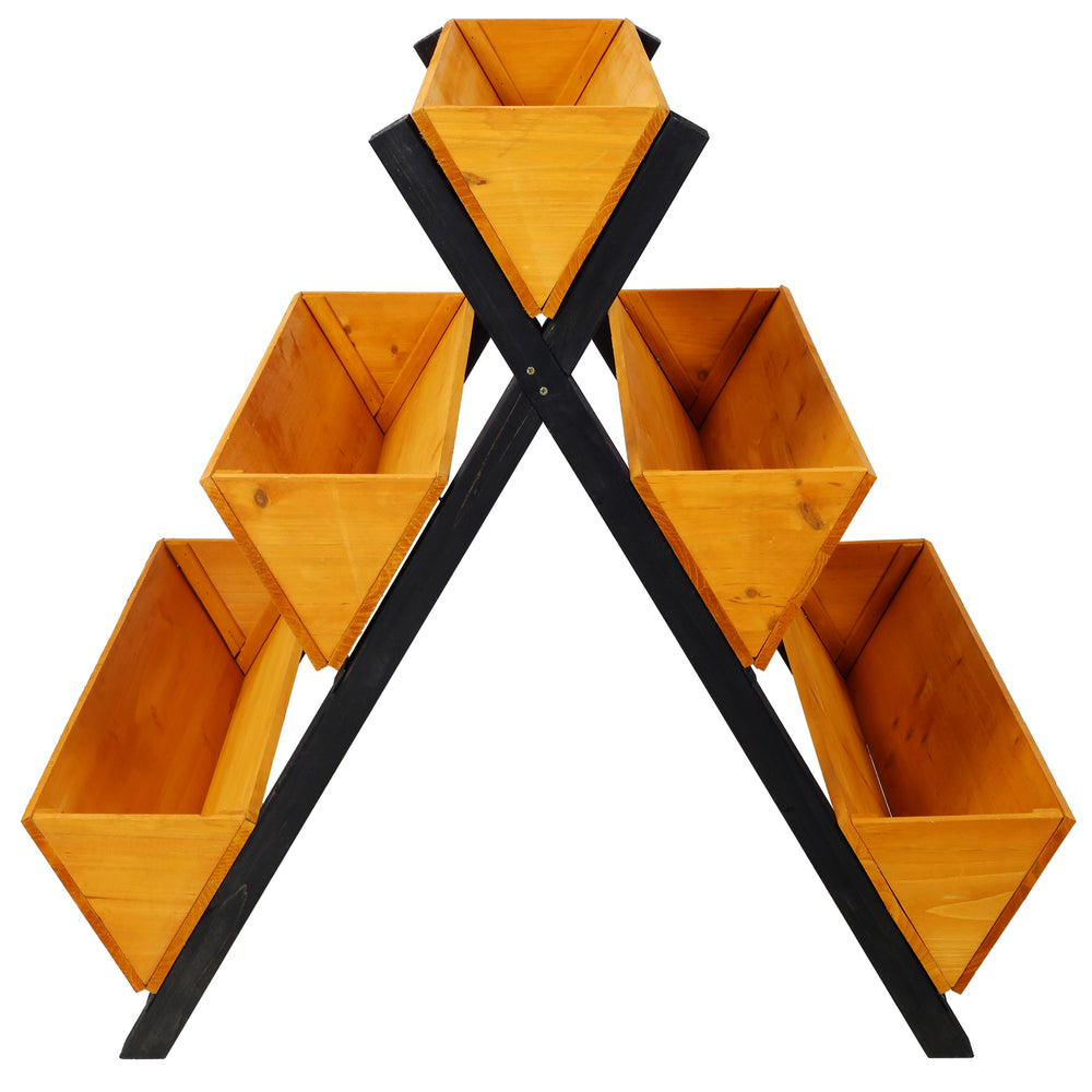 3 Tiers Wooden Vertical Raised Garden Bed with Legs,Brown Planter Raised Beds Kit for Flowers Herbs Vegetables Media 5