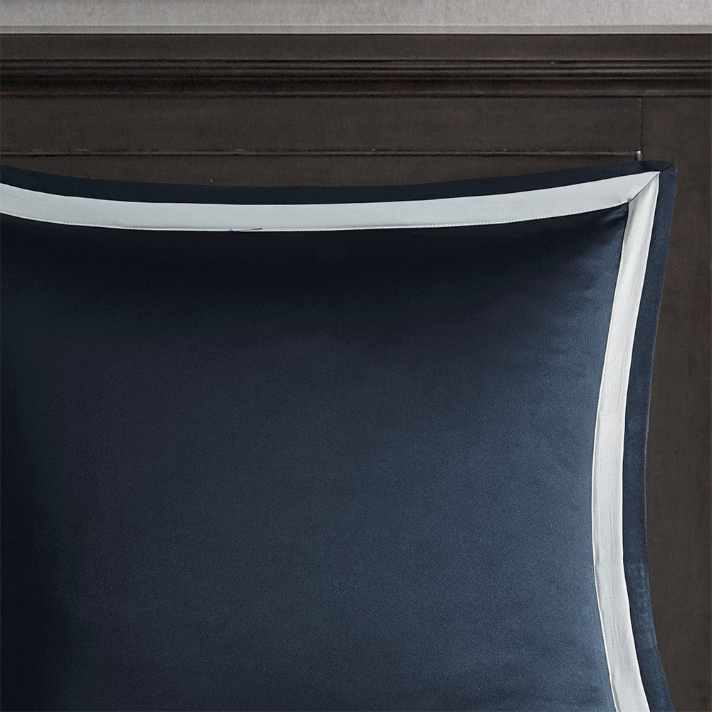 8 Piece Jacquard Comforter Set Navy/Silver Queen Media 8