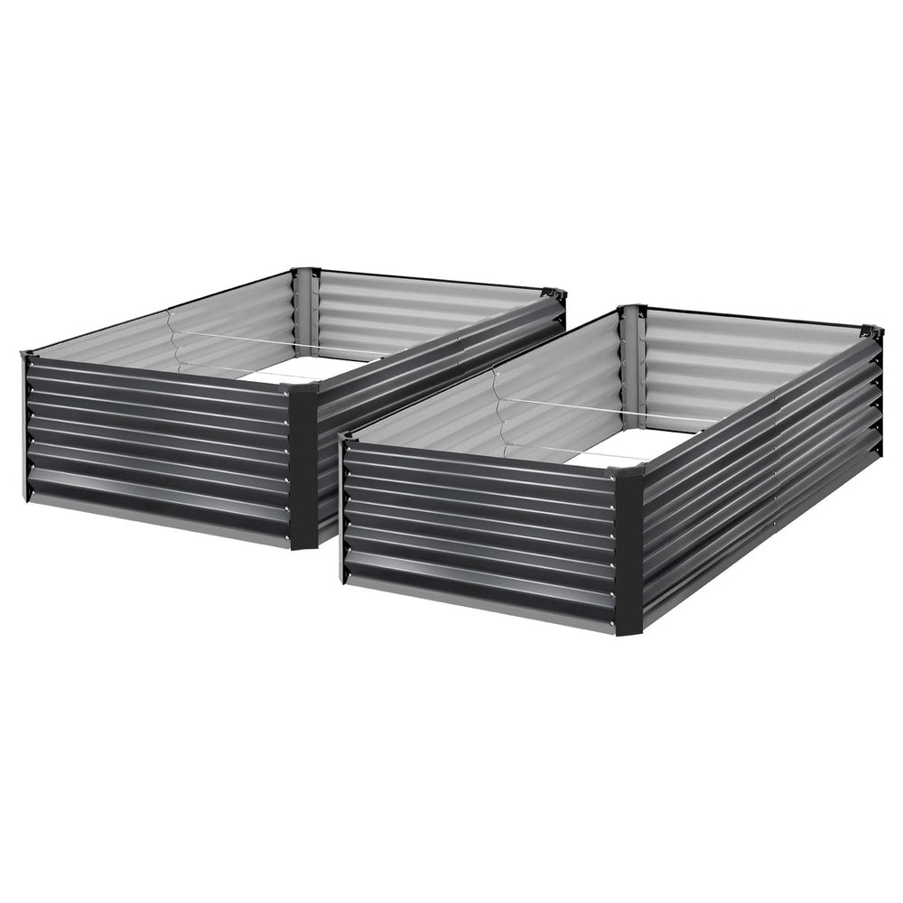 2 Pack Galvanized Raised Garden Beds, 6.67 x 3.35 x 1.51 ft, Rectangular Metal Planter Boxes Kit Outdoor, Elevated Planting Box with Gloves, Alu-Zinc, for Growing Flowers Vegetables, Dark Gray Media 9