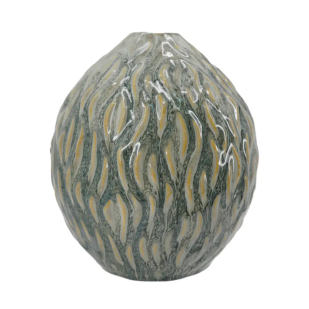26929417 D8.5x9.8' Marbled Ceramic Vase - Amber and Charcoal Gray Decorative Teardrop Urn     DTY Store Marbled Ceramic Vase - Decorative Teardrop Urn     DTY Store