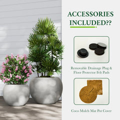 DTY Fiberstone Globe Planter Indoor Outdoor — Lightweight Sphere Ball Pot for Olive Tree, Monstera & Palm | Fiberglass Stone | UV Resistant, Drainage Hole | 2 Coco Mats | Black | 12.6" D × 10" H perspective