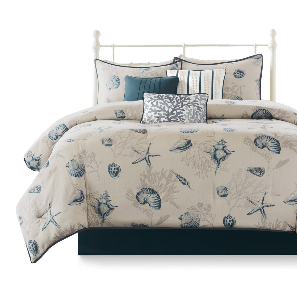 7 Piece Cotton Sateen Comforter Set Blue Queen Media 4