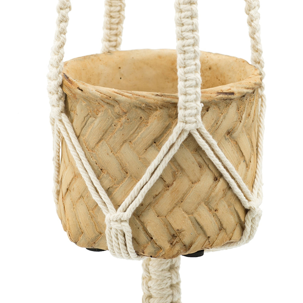 Set of 2, 5x5x4.5' Hanging Planter With Cotton Hanger, Bohemian Style Media 5