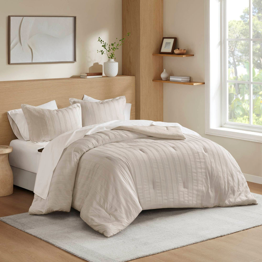 7-Piece Cal King Woven Striped Comforter Set Media 1
