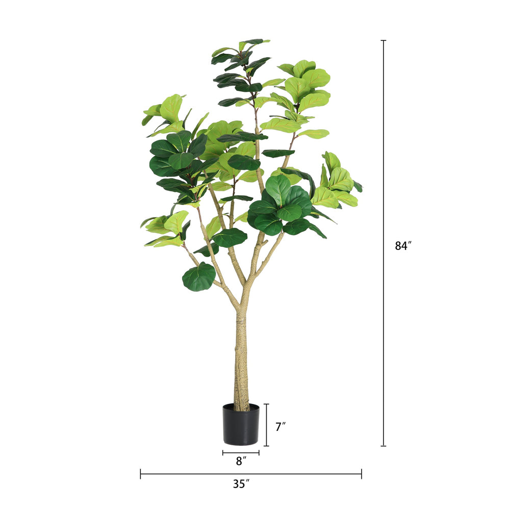7FT Artificial Fiddle Leaf Fig Tree, Realistic Faux Potted Plant in Black Pot, 1pc/set Media 5