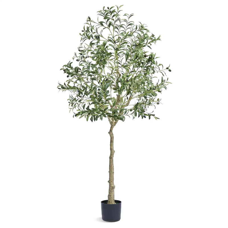Artificial Olive Tree, 6 FT Tall Faux Plant, Secure PE Material & Anti-Tip Tilt Protection Low-Maintenance Plant, Lifelike Green Fake Potted Tree for Home Office Warehouse Decor Indoor Outdoor