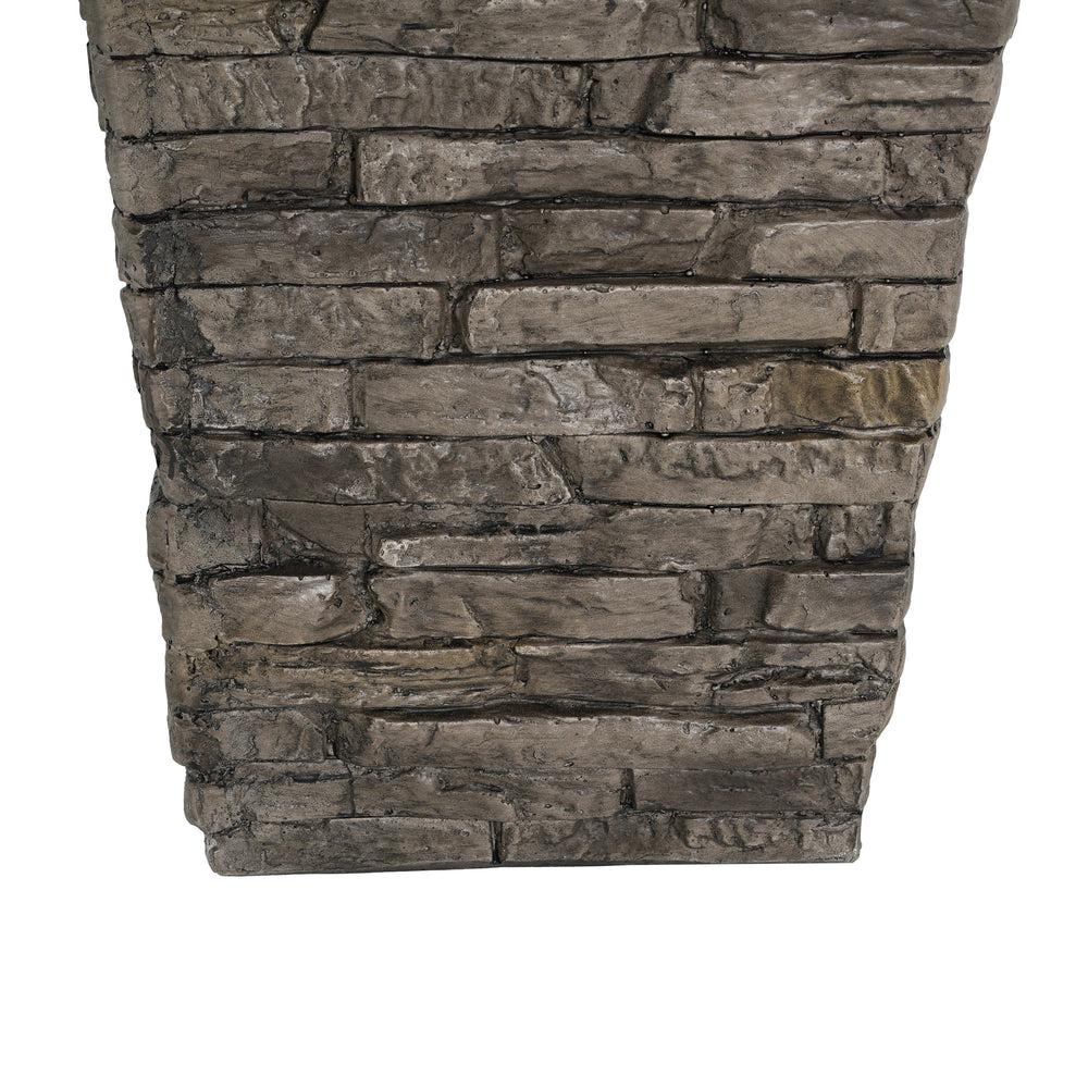 Tall Grey Stone-Effect MGO Planter - Indoor Outdoor Tall Square Plant Pot with Realistic Brick Texture, Weatherproof Heavy-Duty Container for Trees, Shrubs & Large Plants Media 11