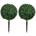 1.3' (15.7') Artificial Boxwood Topiary Trees with Ground Stake, UV Resistant Set of 2 Ball Shaped Trees, Indoor Outdoor Fake Plants for Home Office & Living Room Décor W2225P229686 Default   DTY Store