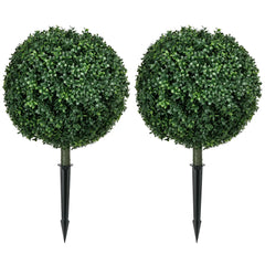 1.3' (15.7') Artificial Boxwood Topiary Trees with Ground Stake, UV Resistant Set of 2 Ball Shaped Trees, Indoor Outdoor Fake Plants for Home Office & Living Room Décor perspective