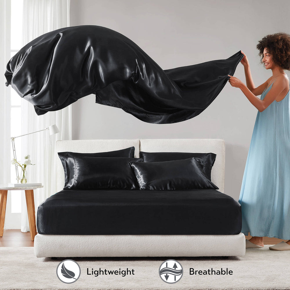 7 PCS Split King Luxury Sheet Set Black Media 2