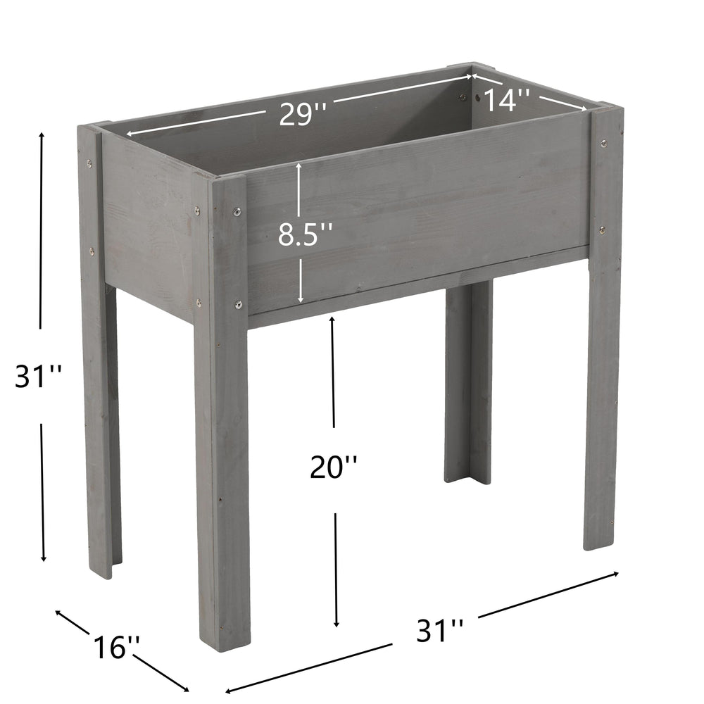 Elevated Wooden Garden Bed 31x16x31 inch with Legs for Outdoor Plants, Flowers, Fruits, Vegetables, Herbs in Grey Solid Wood Media 3
