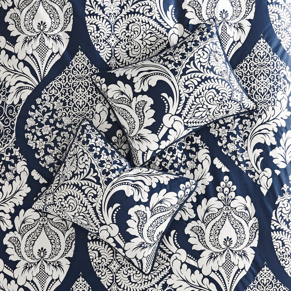 7 Piece Cotton Printed Comforter Set Indigo Queen Media 5