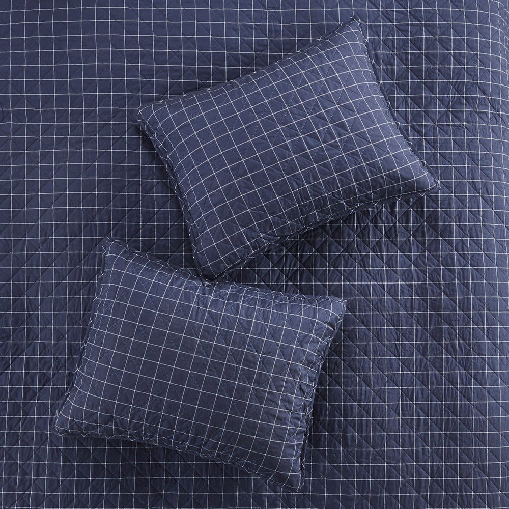 3 Piece Reversible Printed Quilt Set Green / Navy King/Cal King Media 18