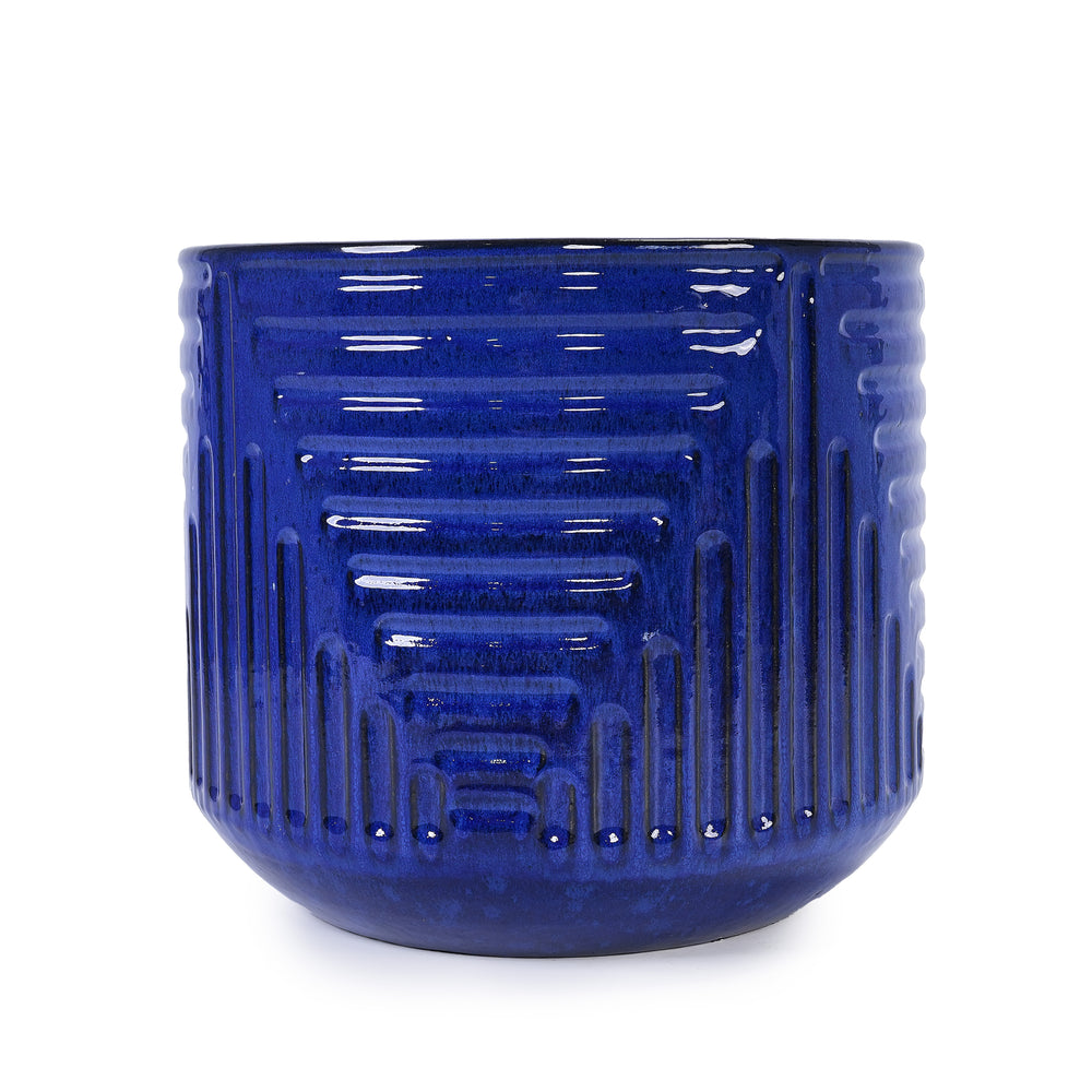 16' Dia Round Planters for Indoor Plants, Large Outdoor Planters with Drainage Holes, Ceramic Plant Pots Indoor & Outdoor for Home Garden Patio - Dark Blue Media 12