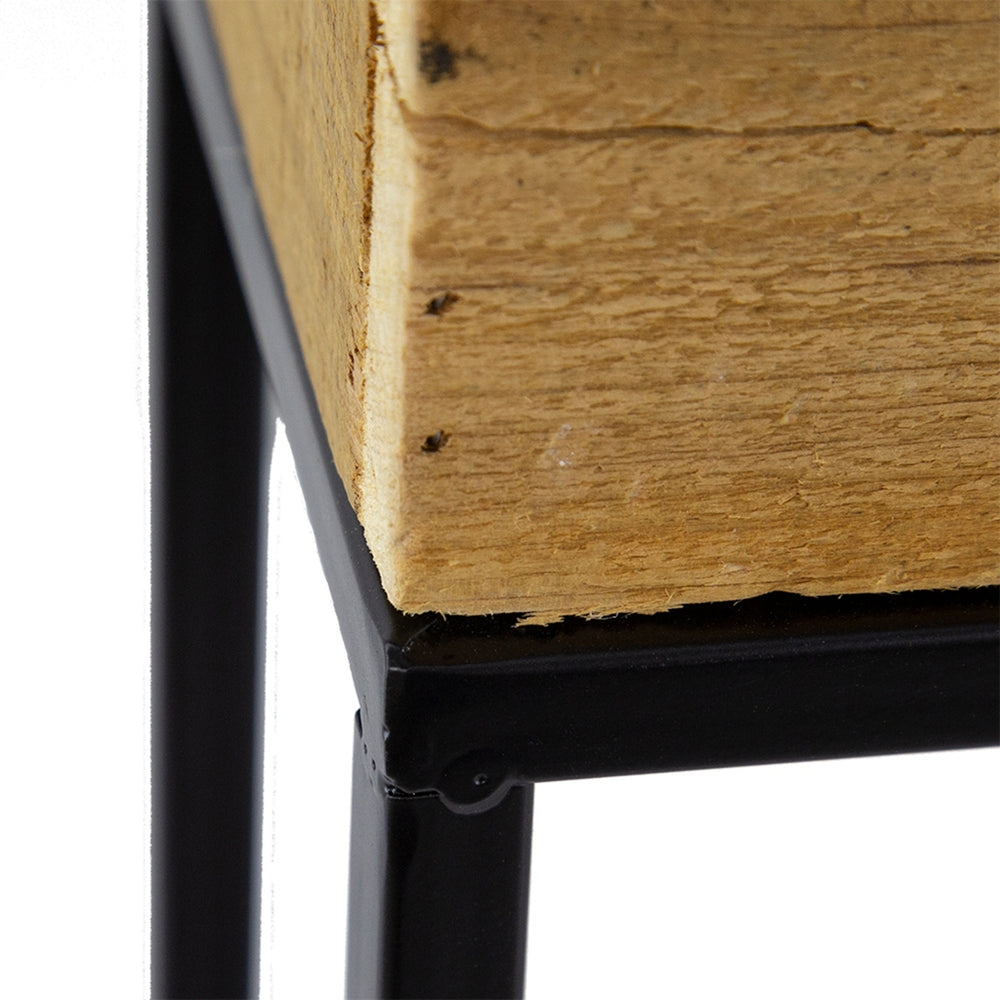 Set of 2 Used Wood Box With Black Iron Stand, L:21.5x8.5x23.5' S:19.5x6.5x16' Media 8