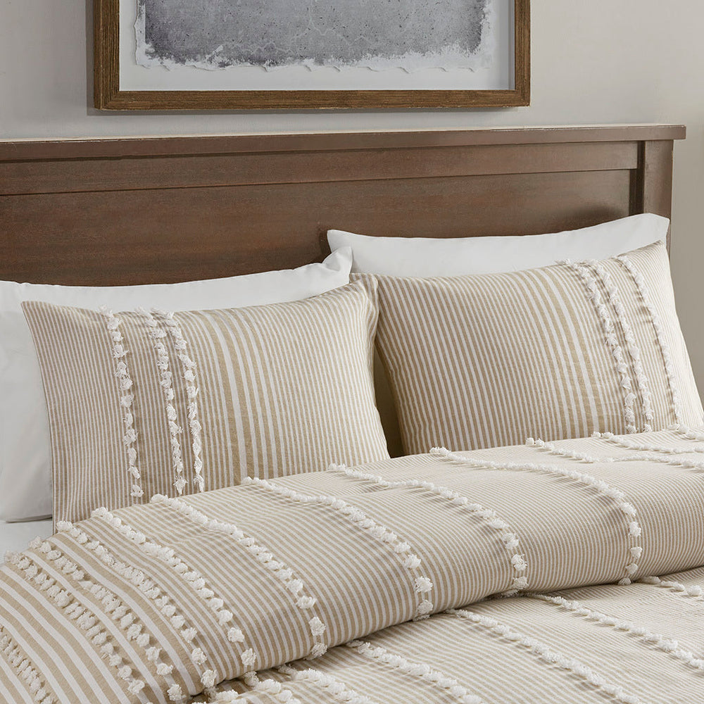 King 3 Piece Cotton Yarn Dyed Duvet Cover Set Media 7