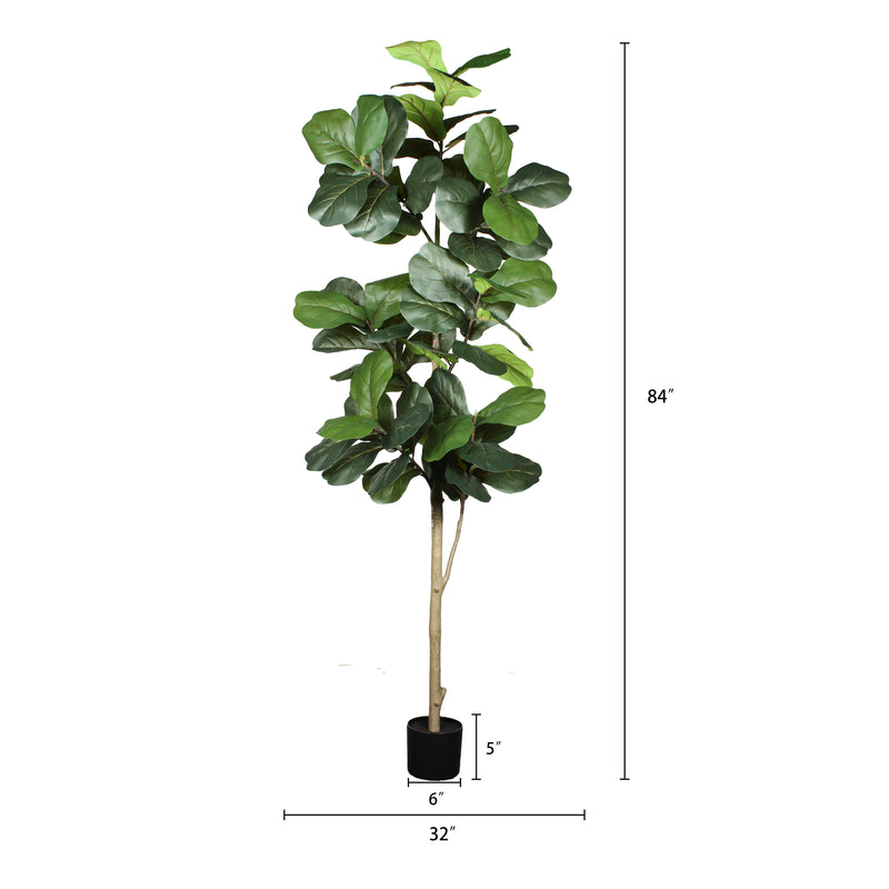 7' Artificial Fiddle Leaf Fig Tree in Black Plastic Pot
