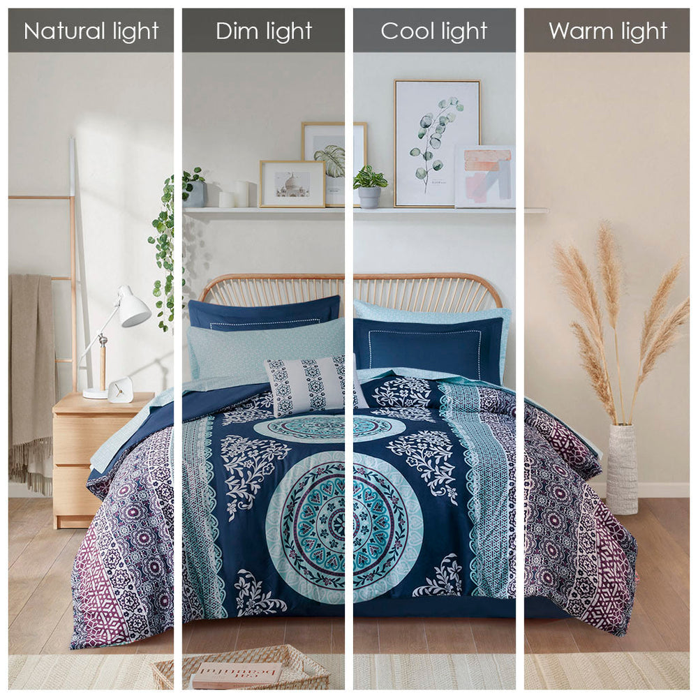 Queen Boho Comforter Set with Bed Sheets Media 7
