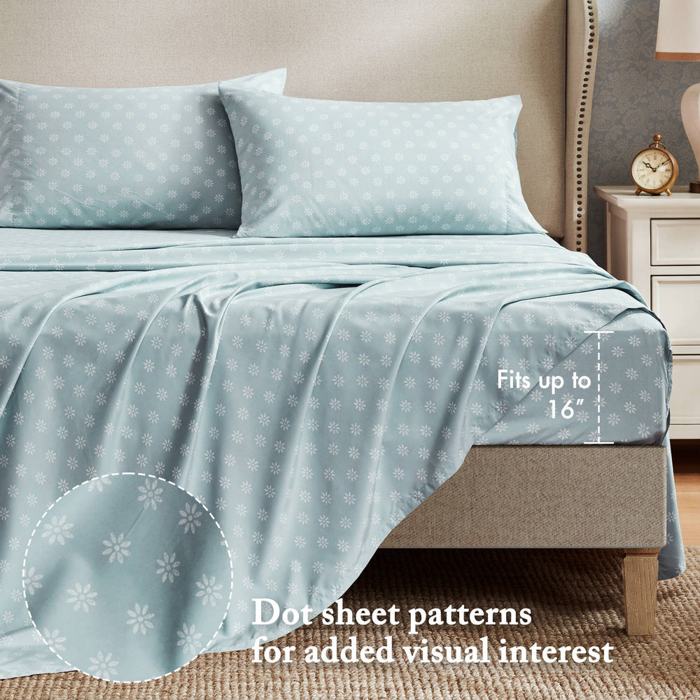 7-Piece Full 7 Piece Vin -inspired Collection floral print,Soft Blue Media 4