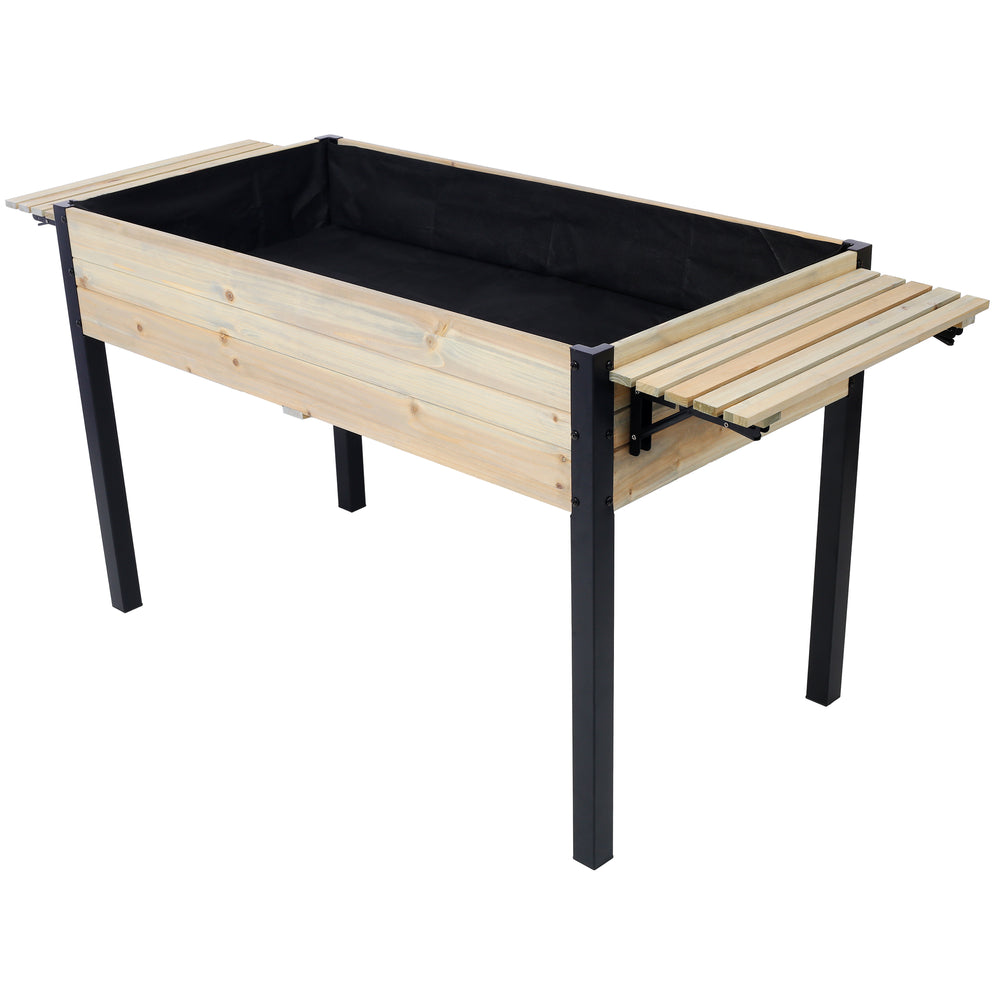 Raised Garden Bed, Metal Leg Wood Planter Boxes with Folding Storage Shelf,Elevated Planter Box for Growing Fresh Herbs, Vegetables, Flowers Great for Outdoor Patio, Deck, Balcony Media 12