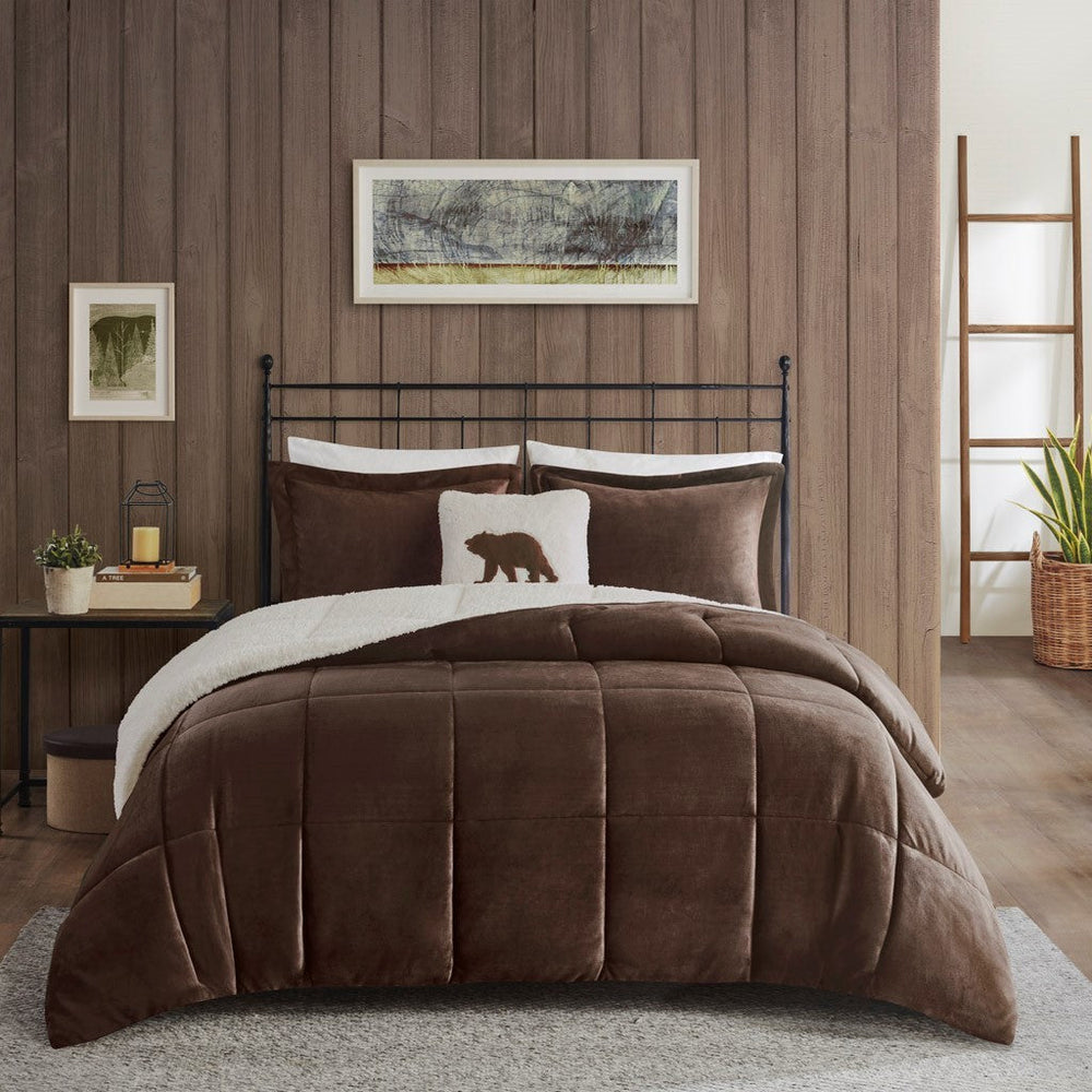 Full/Queen Plush to Sherpa Down Alternative Comforter Set Media 5