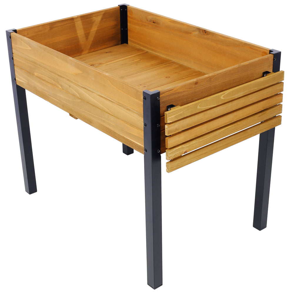 Raised Garden Bed, Metal Leg Wood Planter Boxes with Folding Storage Shelf,Elevated Planter Box for Growing Fresh Herbs, Vegetables, Flowers Great for Outdoor Patio, Deck, Balcony Media 5