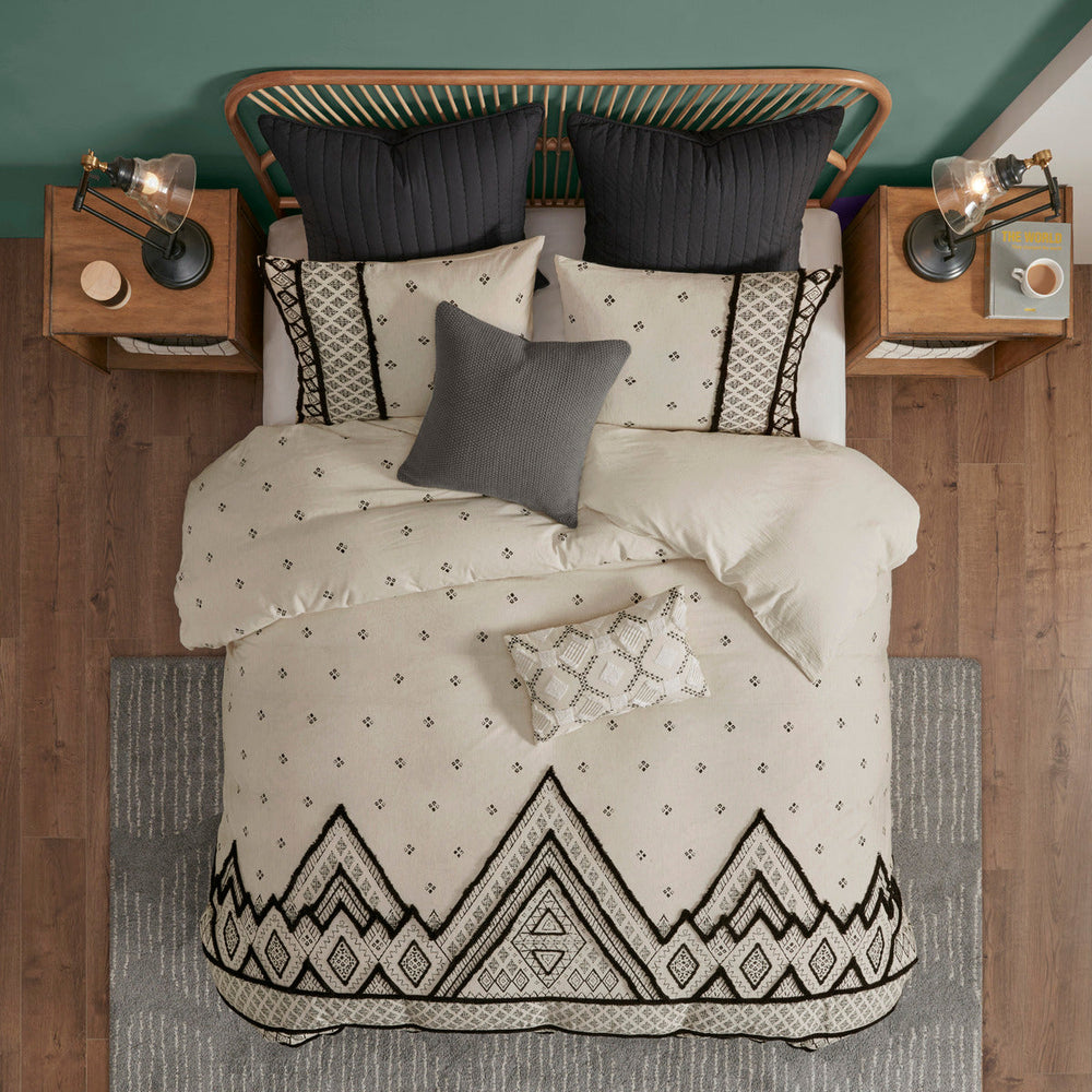 King/Cal King 3 Piece Flax and Cotton Blended Duvet Cover Set Media 7