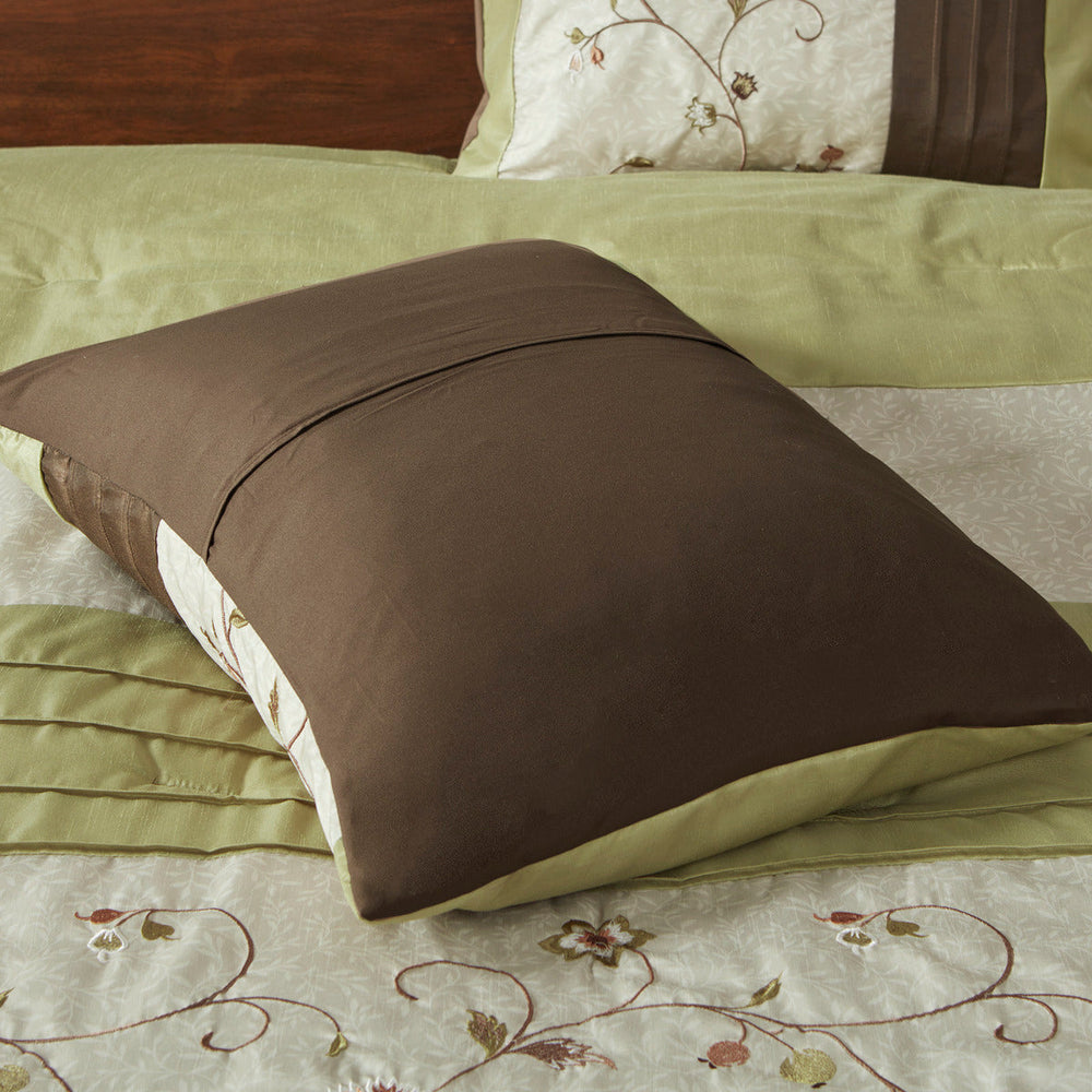 Embroidered 7 Piece Comforter Set Green Cal King Media 15