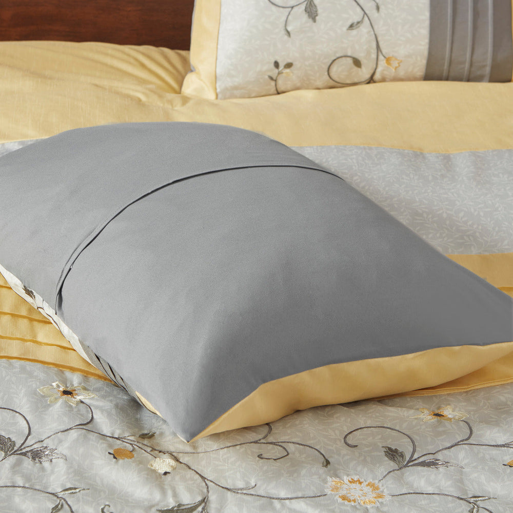 Embroidered 7 Piece Comforter Set Yellow King Media 12