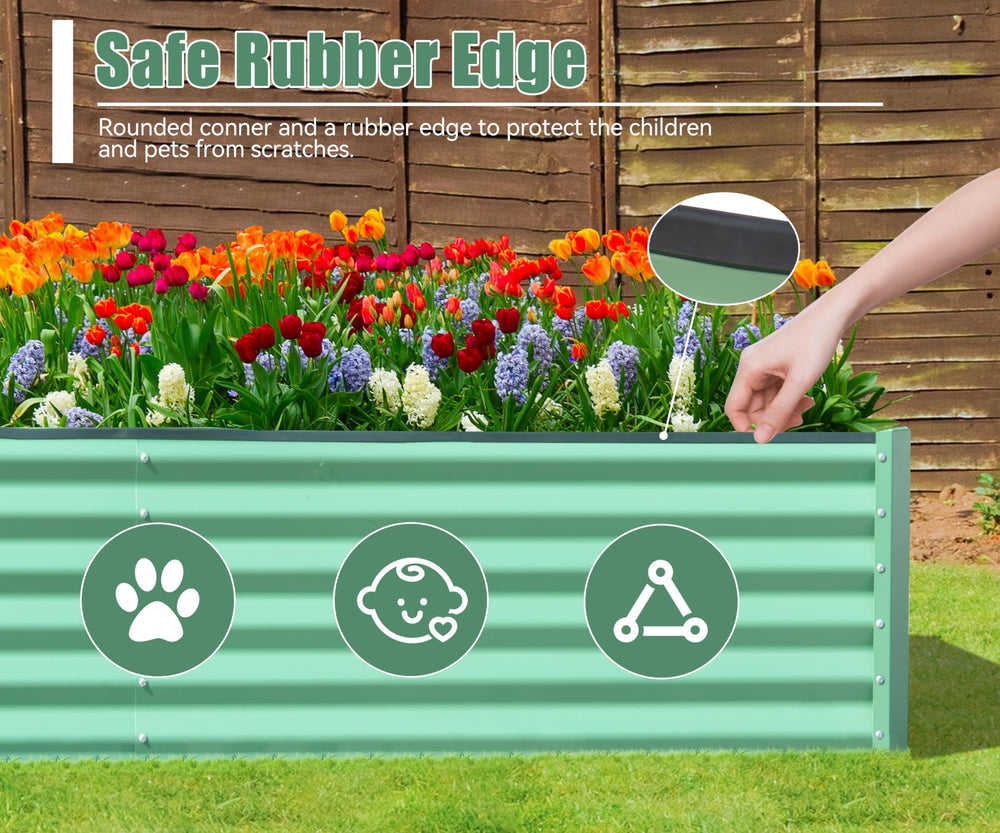 8x4x1.5 ft Galvanized Raised Garden Bed, Outdoor Planter Garden Boxes Large Metal Planter Box for Gardening Vegetables Fruits Flowers, Green Media 3