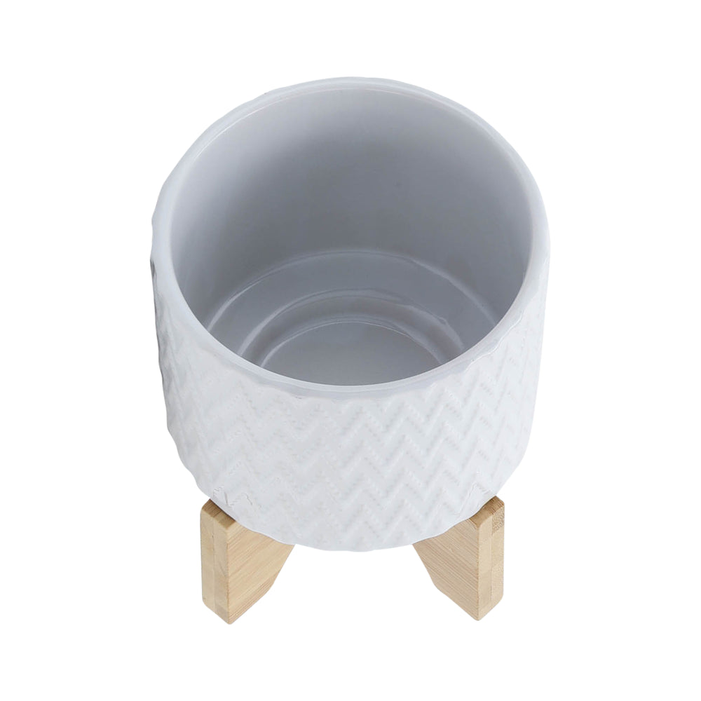 5' CHEVRON PLANTER W/ STAND, WHITE Media 5