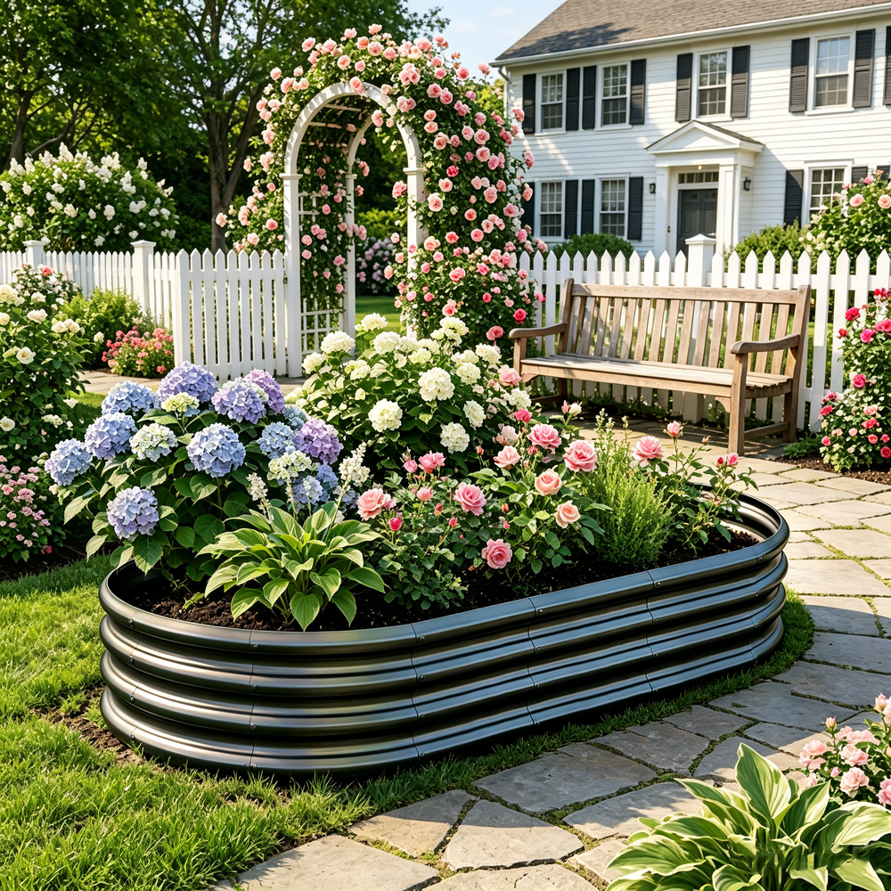 Galvanized Raised Garden Bed 6x3x1ft - Heavy Duty Metal Planter Box for Vegetables, Herbs & Flowers, Rust-Proof Outdoor Garden Bed with Large Capacity, Black, 1PCS Media 4