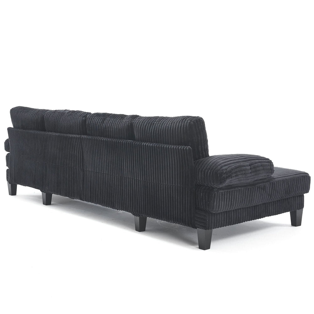 U Shaped Sofa Wood Frame Oversized Four-Seater Living Room Black Upholstery Media 16