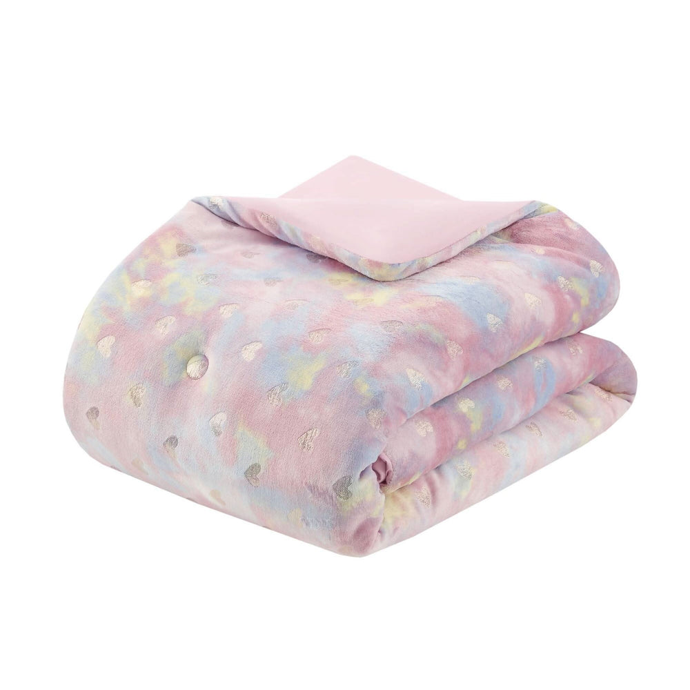 Plush Comforter Set Metallic Print & Throw Pillow Included Full Queen Media 6