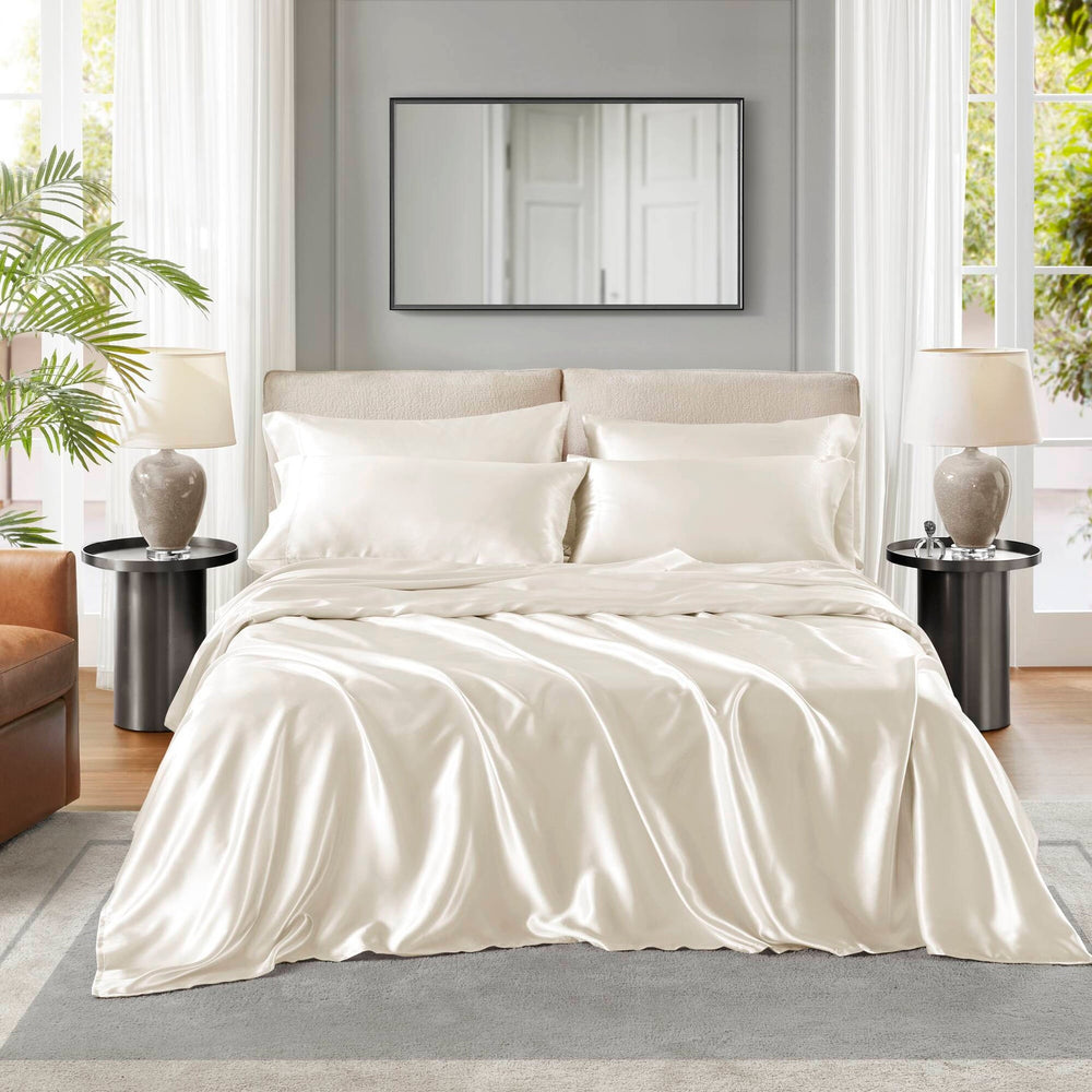4 PCS Twin Luxury Sheet Set Ivory Media 13