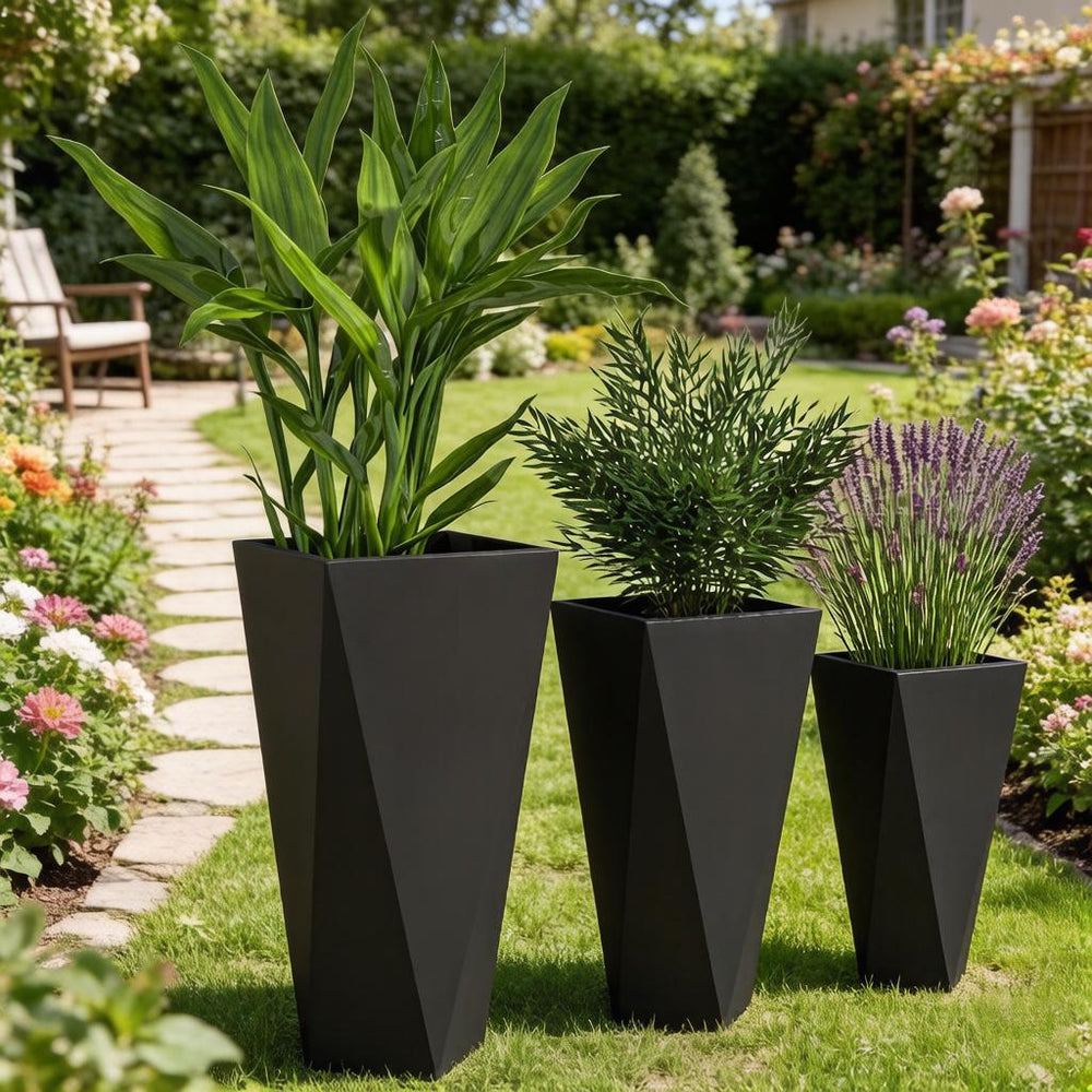 Stackable Planters,Set of 3 Planters Set,Large Planters(Only 3Pcs Planter) Media 1