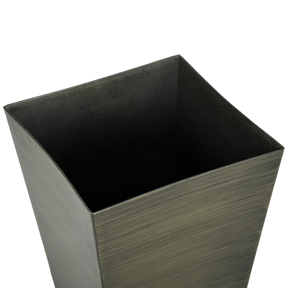 Outsunny 28' Tall Outdoor Planters, Set of 3 Large Taper Planters with Drainage Holes and Plug, Faux Wood Plastic Flower Pots for Outdoor, Indoor, Garden, Patio, Dark Brown Media 8