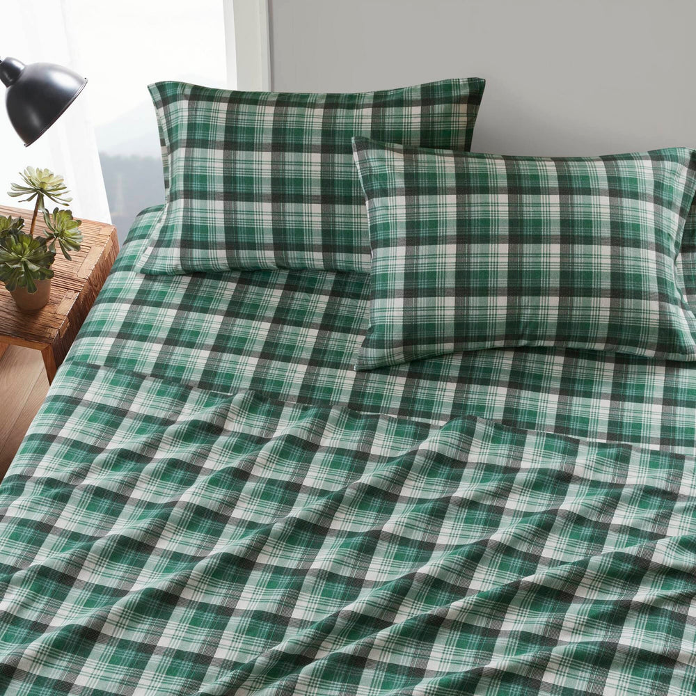 4 PCS Twin Sheet Set Green Plaid Media 20