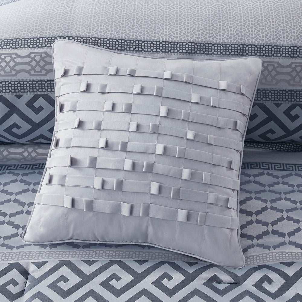 7 Piece Jacquard Comforter Set Navy Queen Media 8