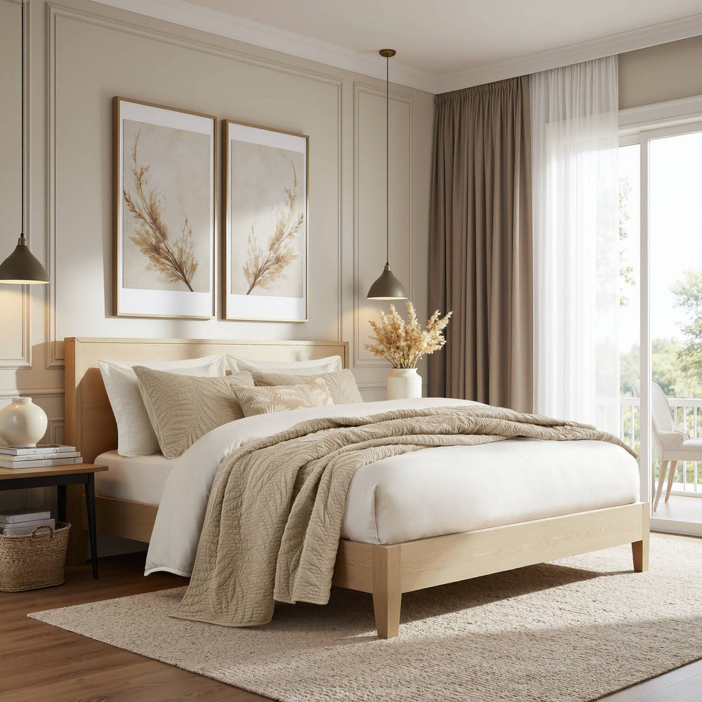 King 3 Piece Cotton Quilt Set Linen Media 12