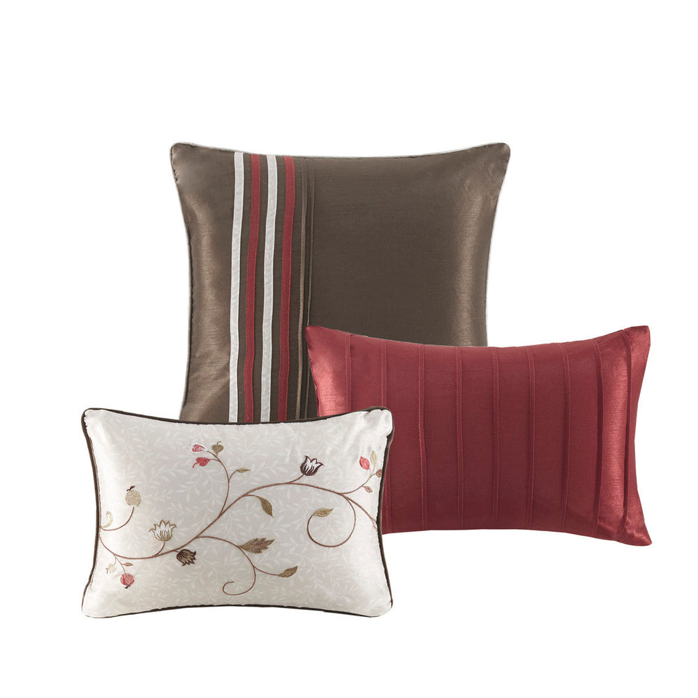 Embroidered 7 Piece Comforter Set Red King Media 7