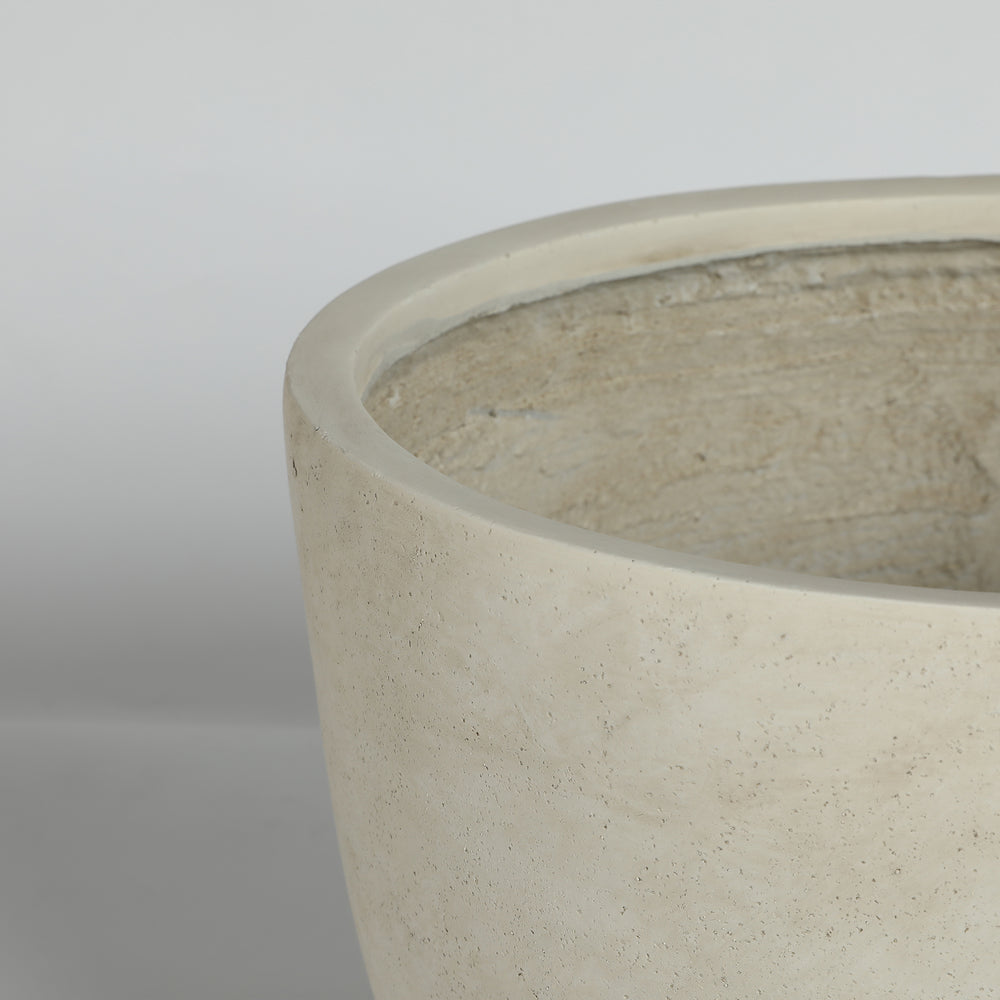 Round Concrete Planter Set of 2, Large Outdoor Indoor Handmade Rustic Decorative Planter Pots with Drainage Holes for Home Garden Patio, 15' x 13' & 18' x 14'  (white) Media 19