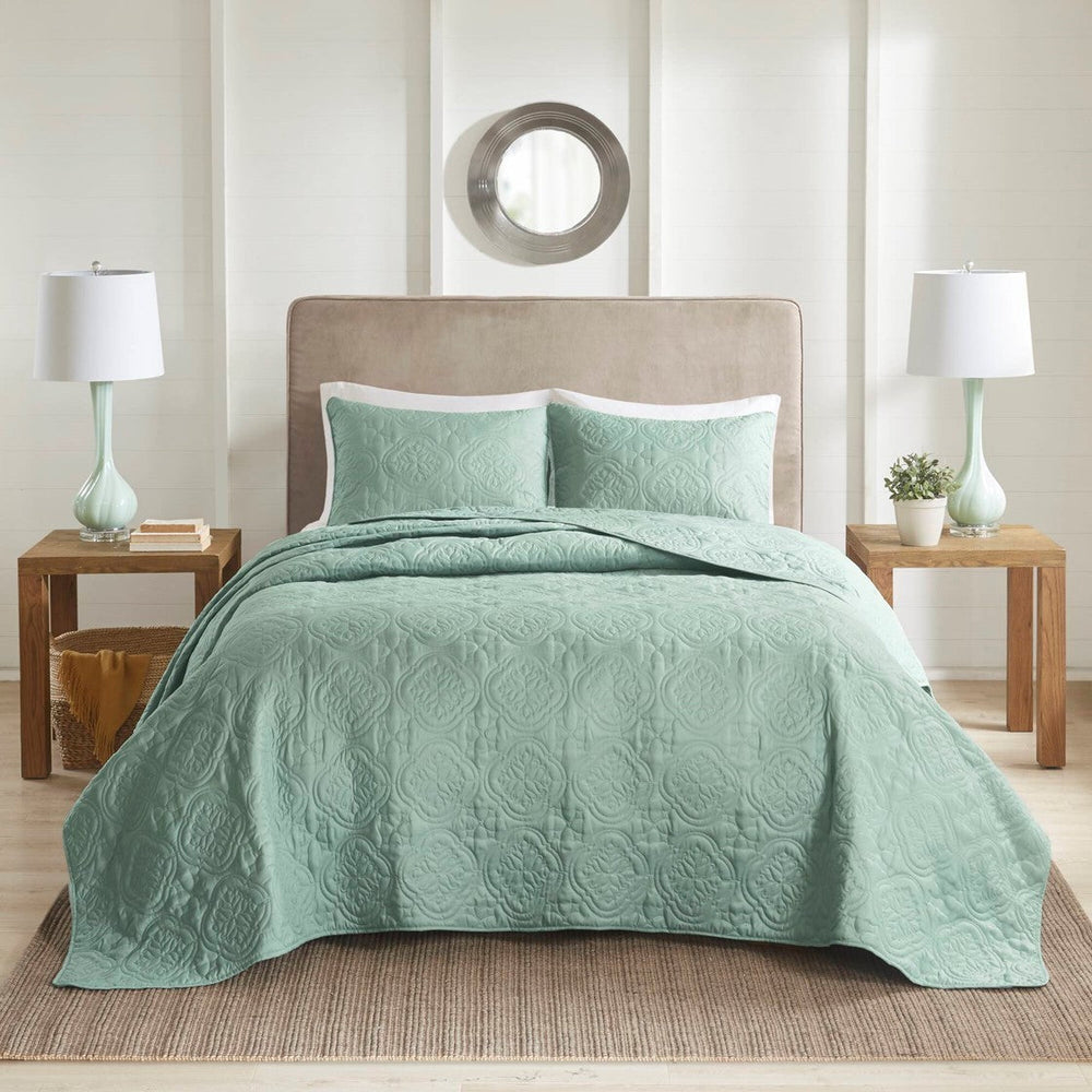 3 Piece Reversible Bedspread Set Seafoam King/Cal King Media 1