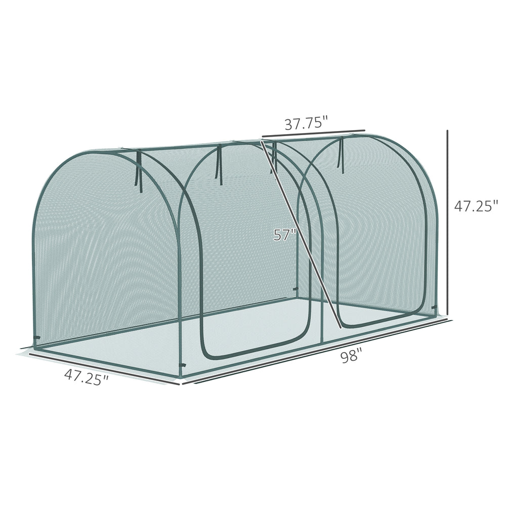 Outsunny 8' x 4' Crop Cage, Plant Protection Tent with Two Zippered Doors, Storage Bag and 4 Ground Stakes, for Garden, Yard, Lawn, Green Media 3