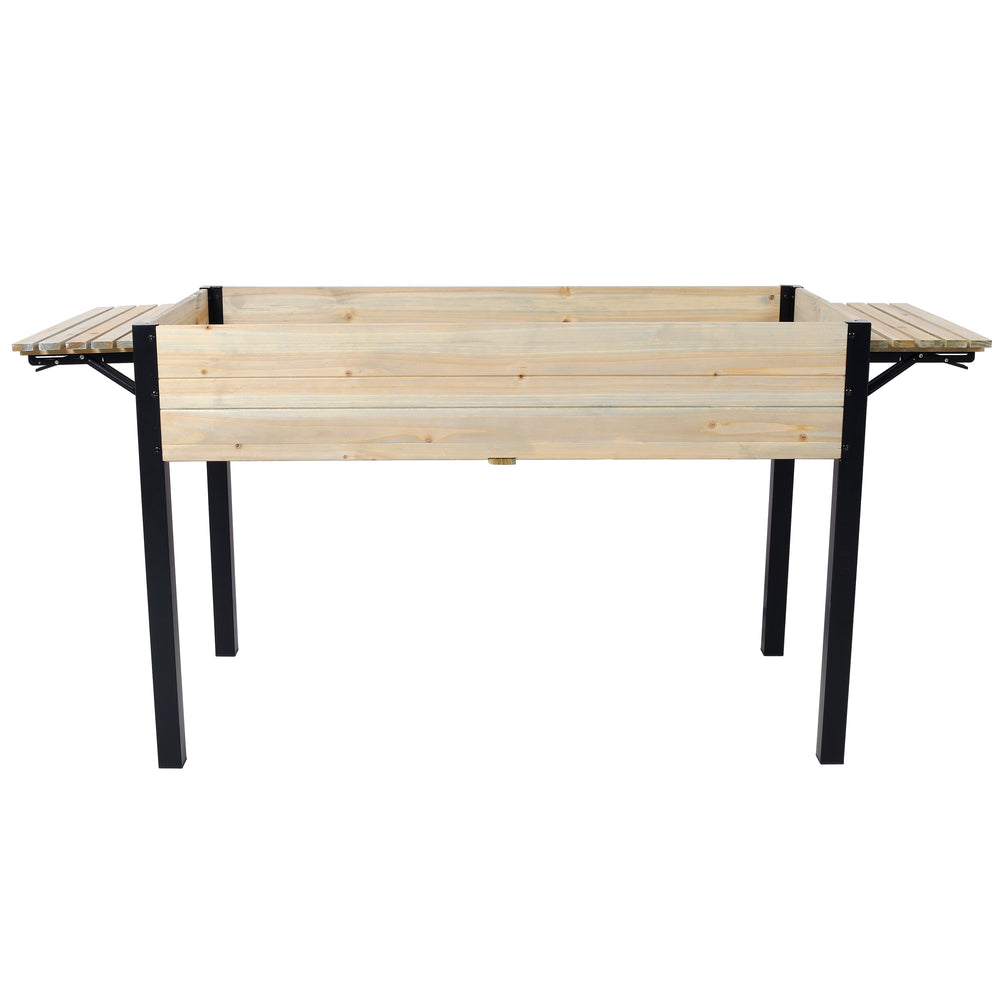 Raised Garden Bed, Metal Leg Wood Planter Boxes with Folding Storage Shelf,Elevated Planter Box for Growing Fresh Herbs, Vegetables, Flowers Great for Outdoor Patio, Deck, Balcony Media 2